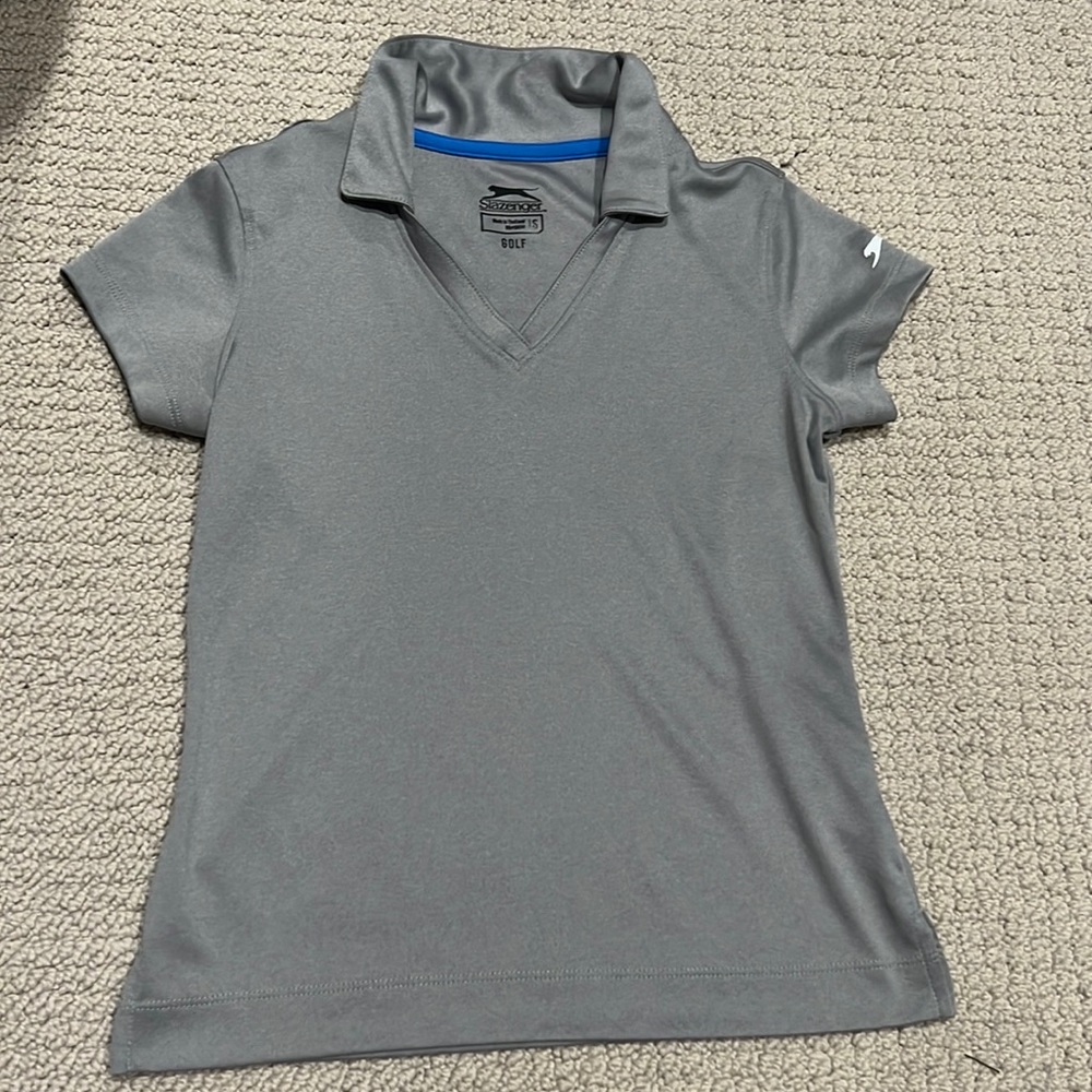 Kid size small, gray, golf shirt